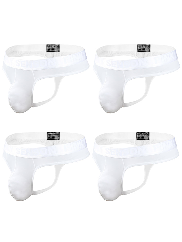 4 Pack Men's Sexy Nylon Low-Rise Comfortable Thong & Strings