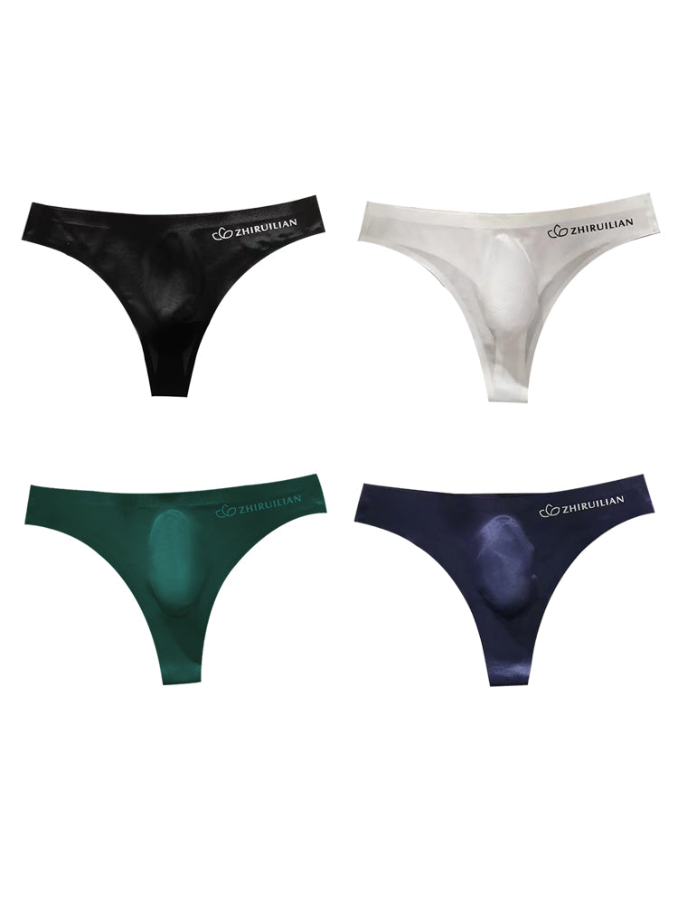 4-pack Men's Sexy Solid Color Letter Seamless Thong