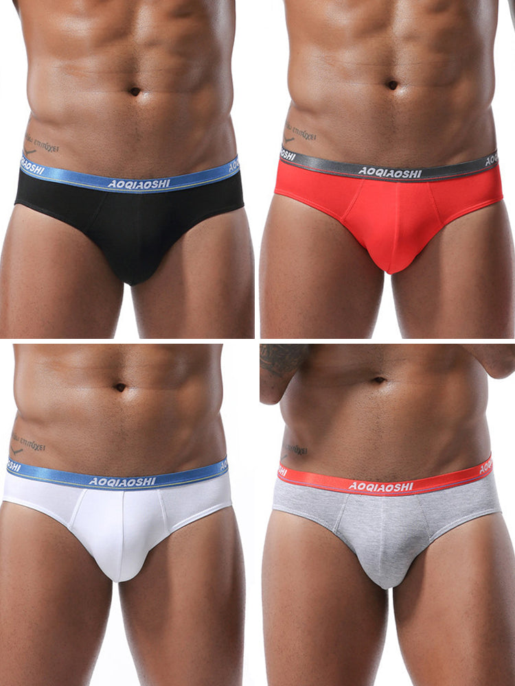 4 Pack Men’s Stylish 3D U Convex Pouch Briefs