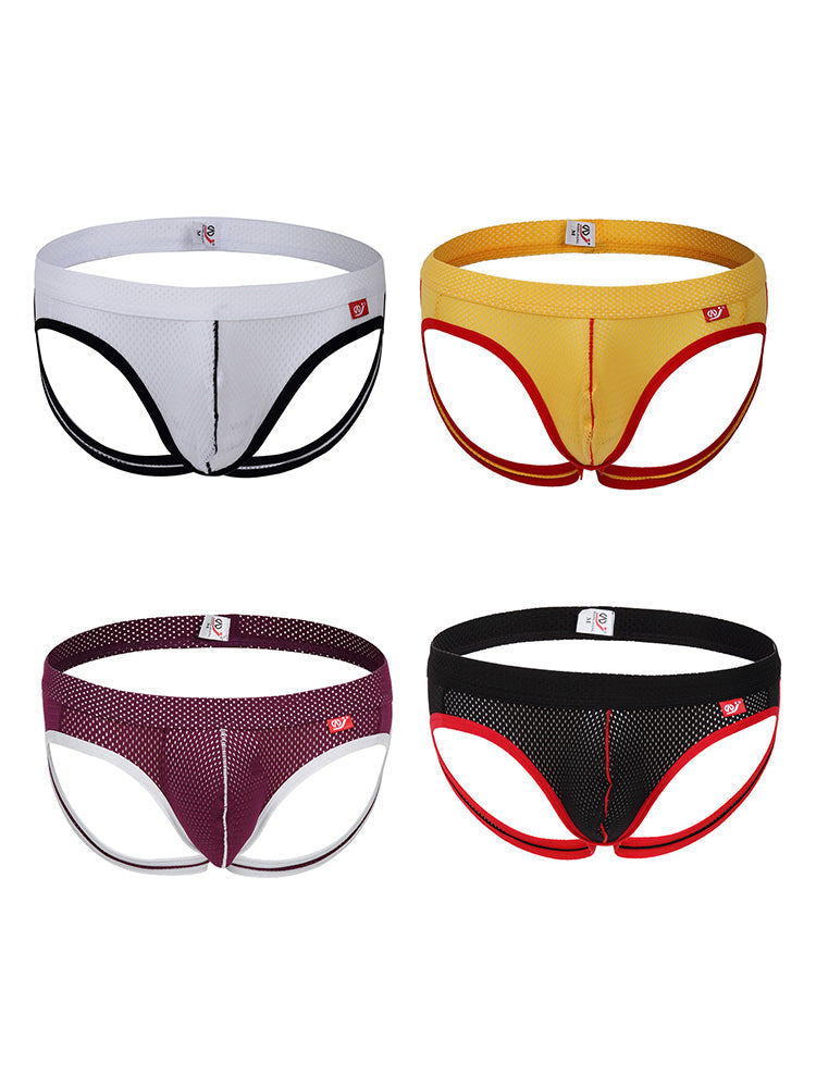 4 Pack Men's Low Waist Sexy Breathable Butt Lifting Stylish Comfortable Jockstrap
