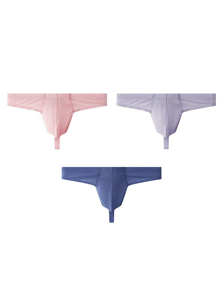 3 Pack Men's Solid Color Seamless Comfort Quick-Dry Breathable Thongs