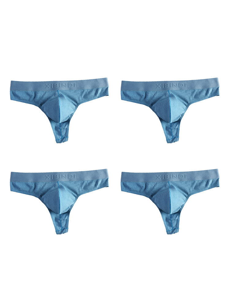 4-Pack Men's Ultra-Soft Cotton Mid-Rise Stay-Put Fit Seamless Thong