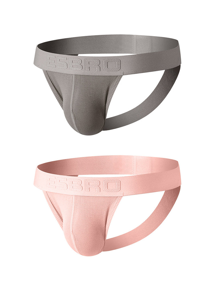 2 Pack Men's Ribbed U-Pouch Sexy Jockstrap