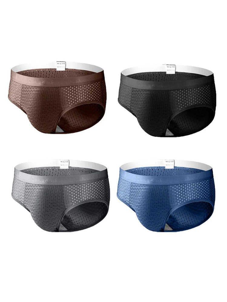 4 Pack Breathable Ice Silk Antibacterial Men's Briefs