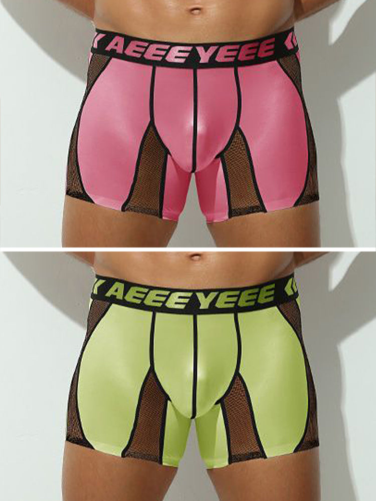 2 Pack Men's Workout Anti-Chafing Quick-Dry & Breathable Mesh Stretch Boxer Briefs