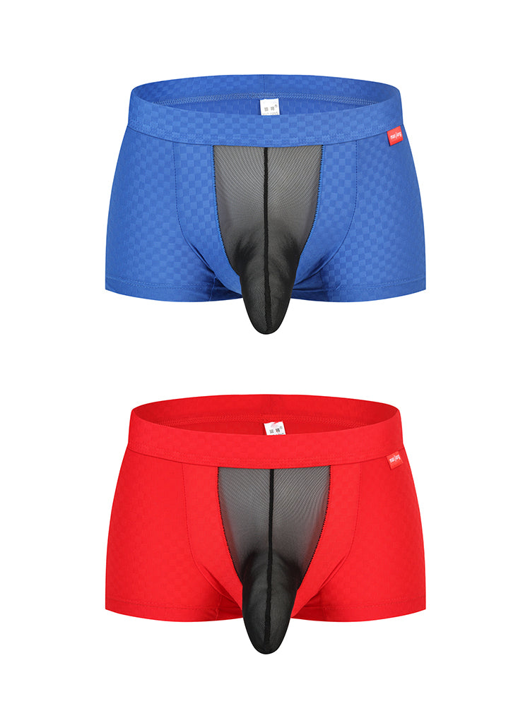 Men's Low-Rise Mesh Trunks – Breathable Nylon with 3D Pouch Support