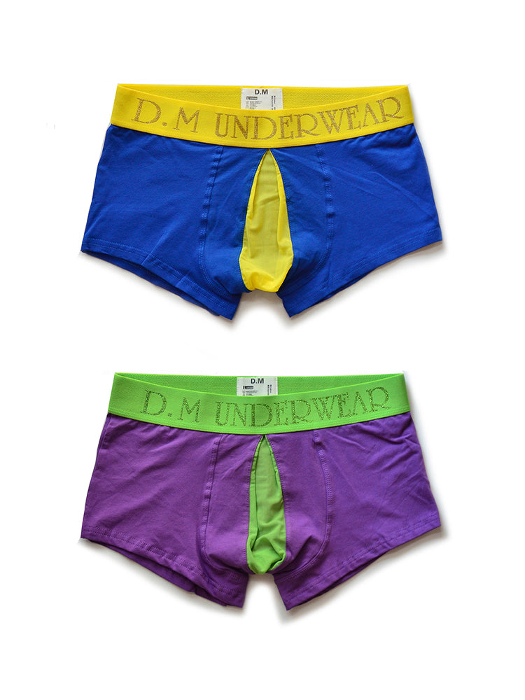 2 Pack Men's Mesh Transparent Open-Cut Cotton Mesh Trunks