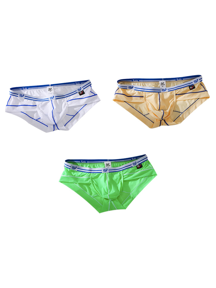 3 Pack Sexy Fashion Ice Silk Solid Color Men's Briefs