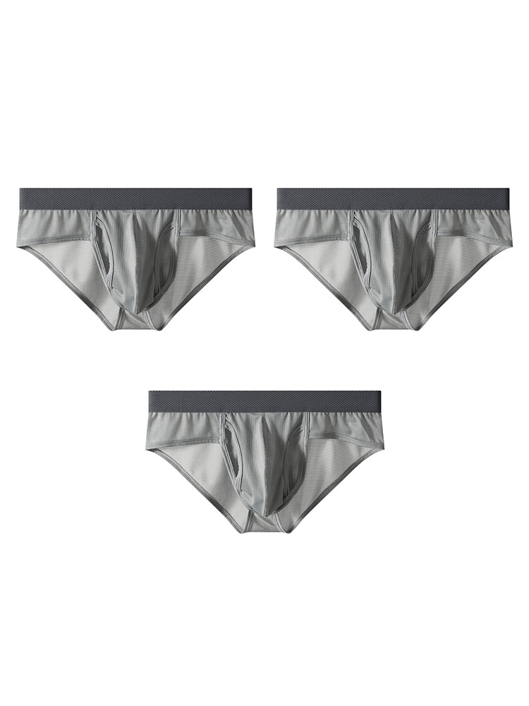 3 Pack Men's Ultra-Soft Breathable Mesh Ice Silk Briefs