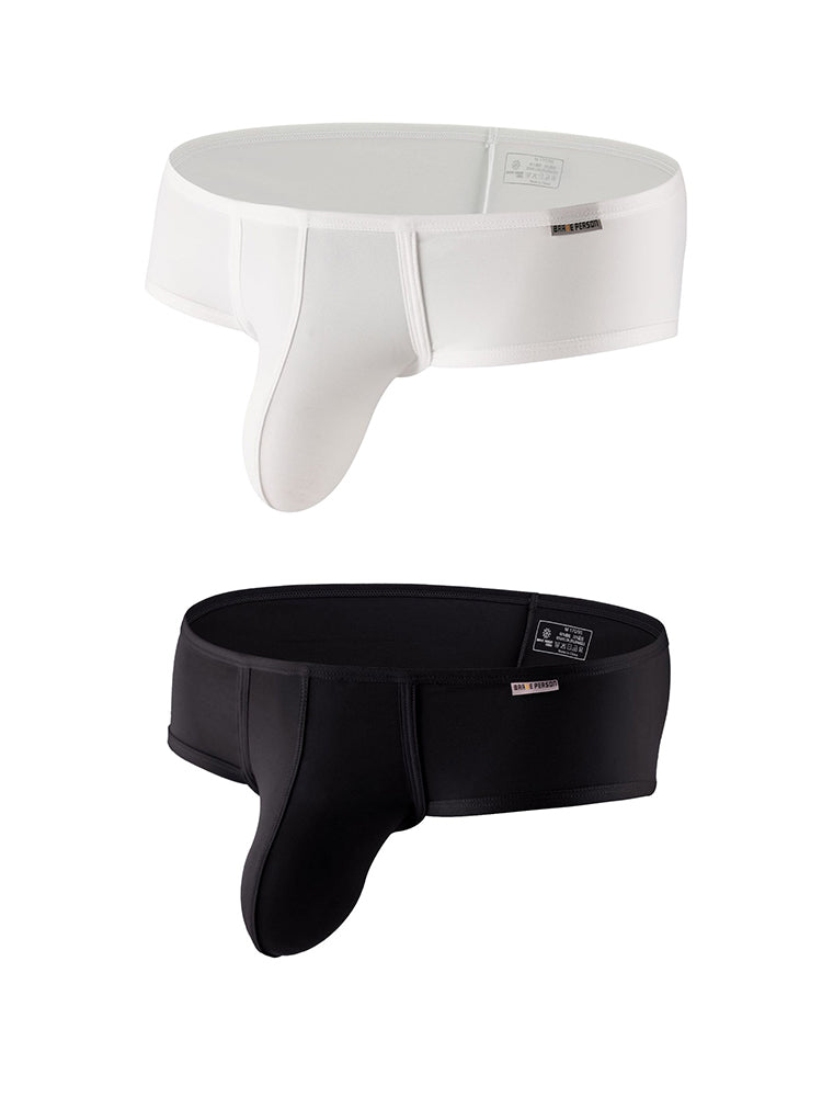 2 Pack Men's Low-Rise Contoured Pouch Stretch Fit Sporty Cut Trunks