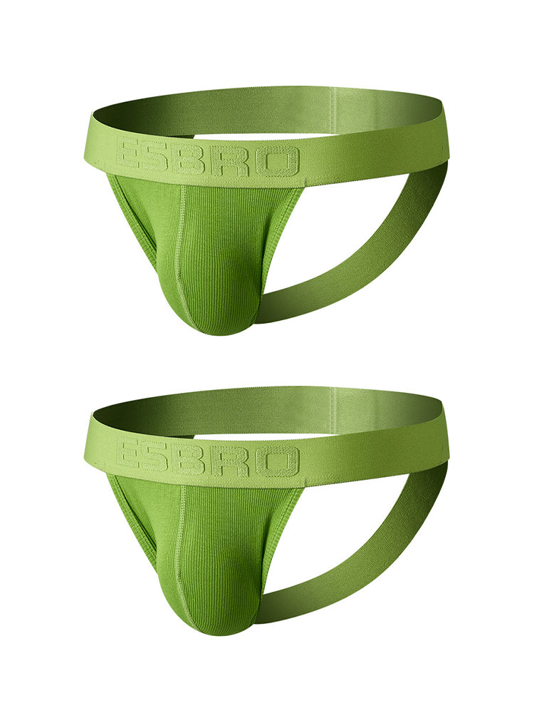 2 Pack Men's Ribbed U-Pouch Sexy Jockstrap