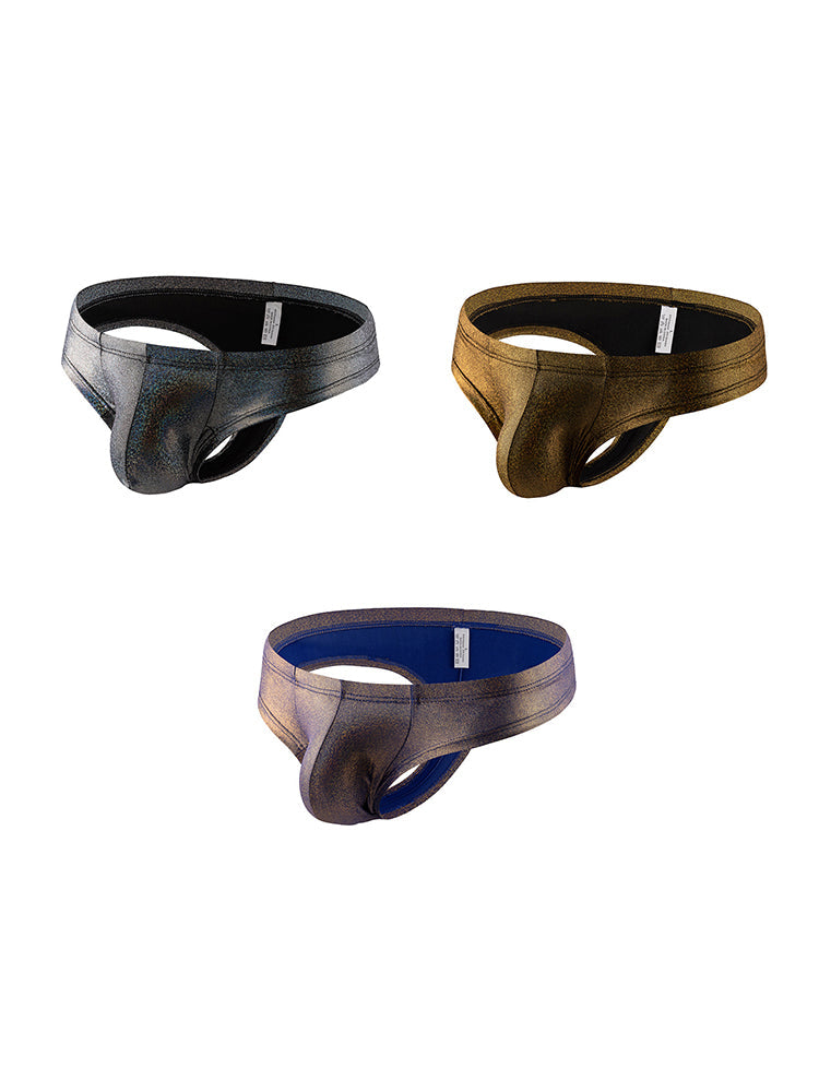 3 Pack Men's Sparkle Thongs in Solid Colors