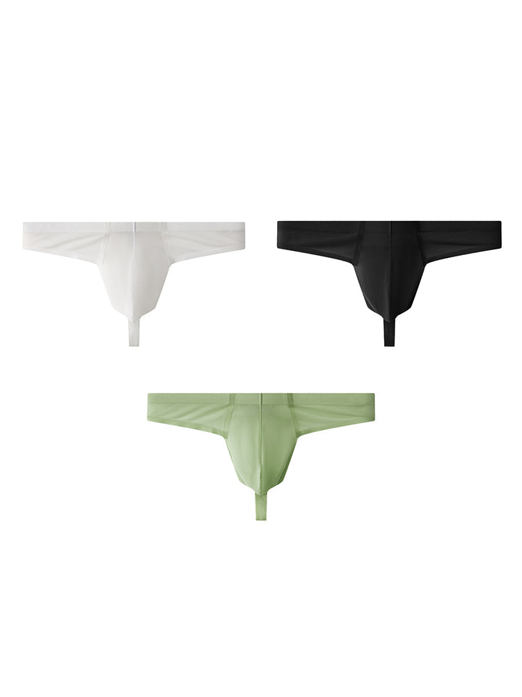 3 Pack Men's Solid Color Seamless Comfort Quick-Dry Breathable Thongs
