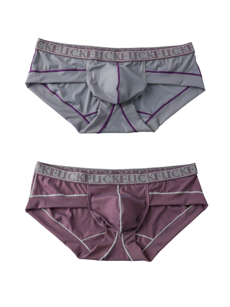 2 Pack Men's Ice-Silk Stretch Sports Briefs with 3D Pouch