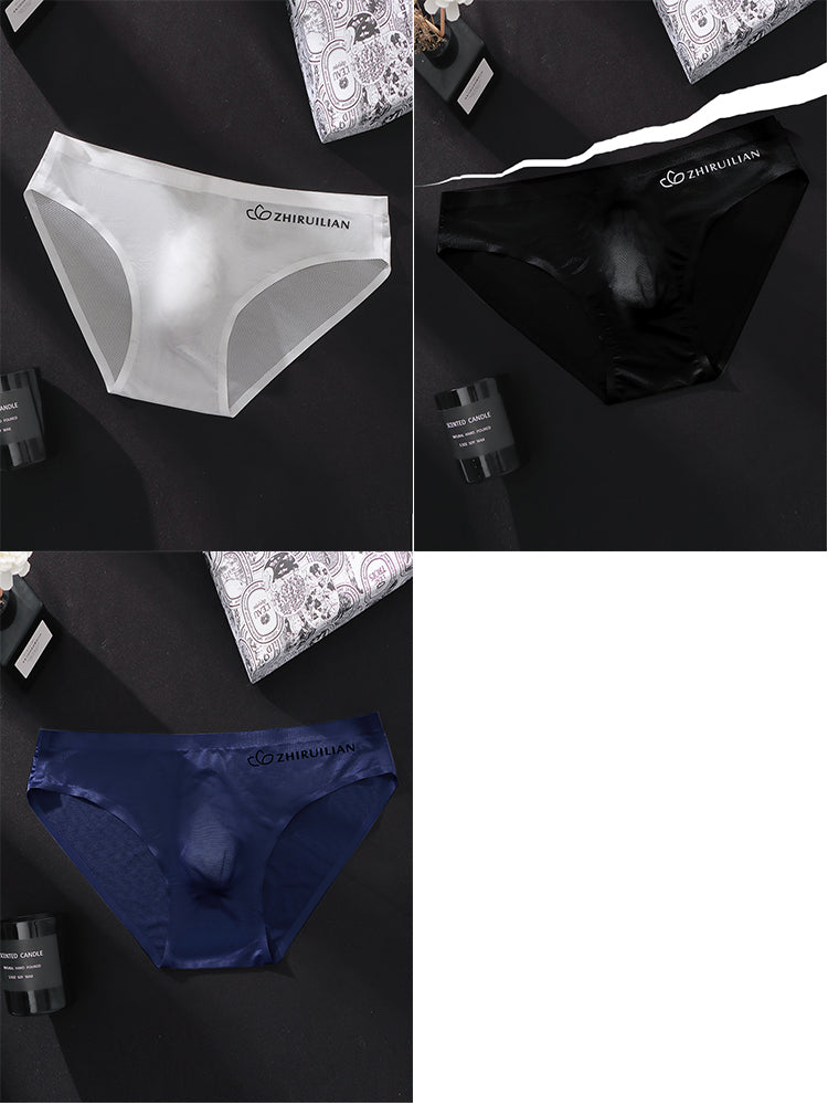 3 Pack Men's Ultra-Thin Seamless Ice Silk Cool-Touch Briefs