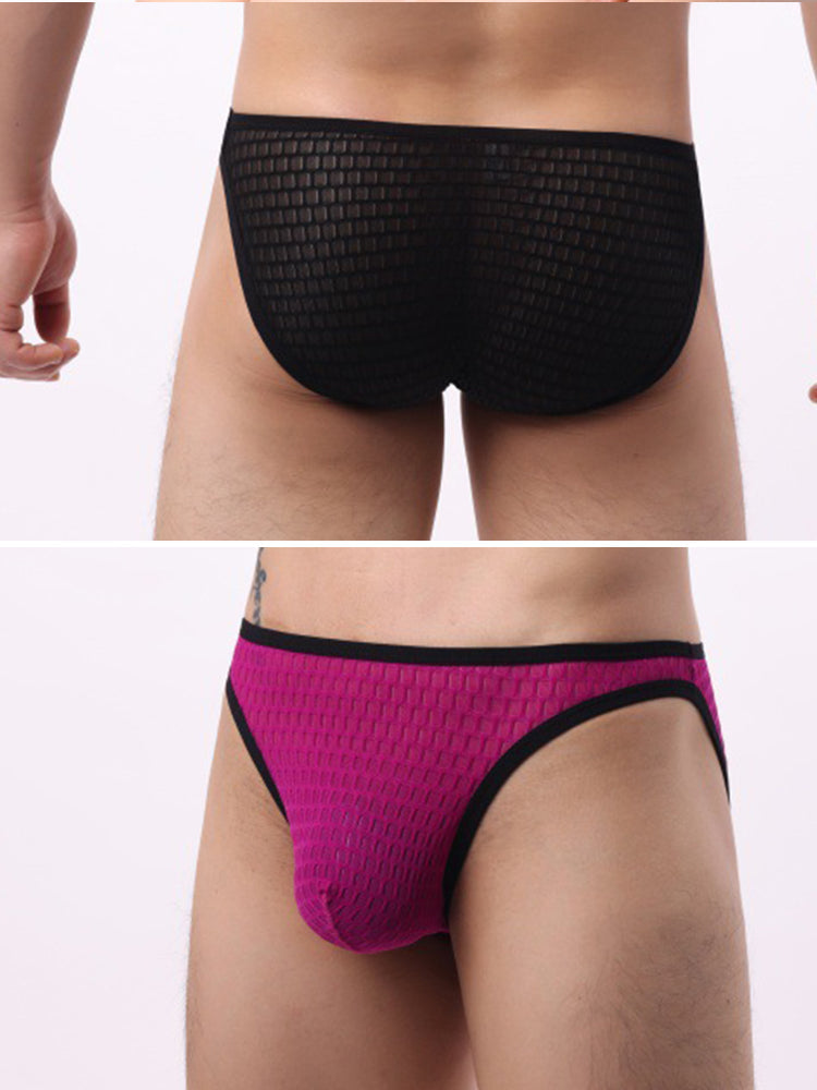 2 Pack Men's Solid-Color Checkered Briefs