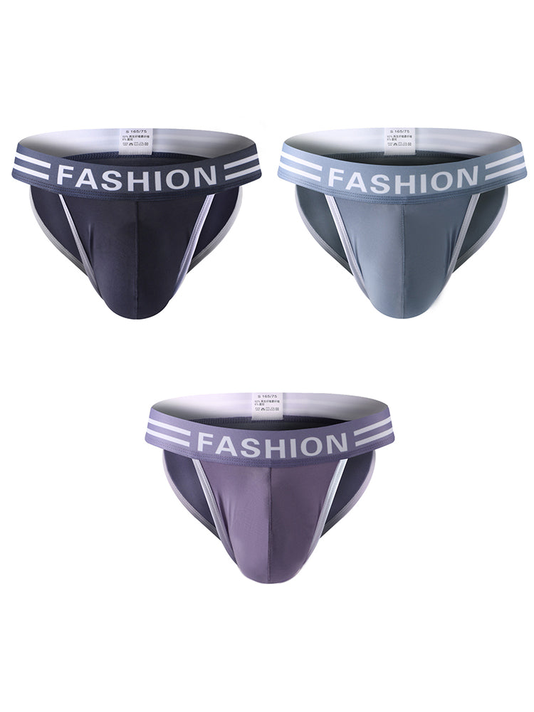 3 Pack Men's High-Cut Sexy Comfortable U-Convex Breathable Briefs