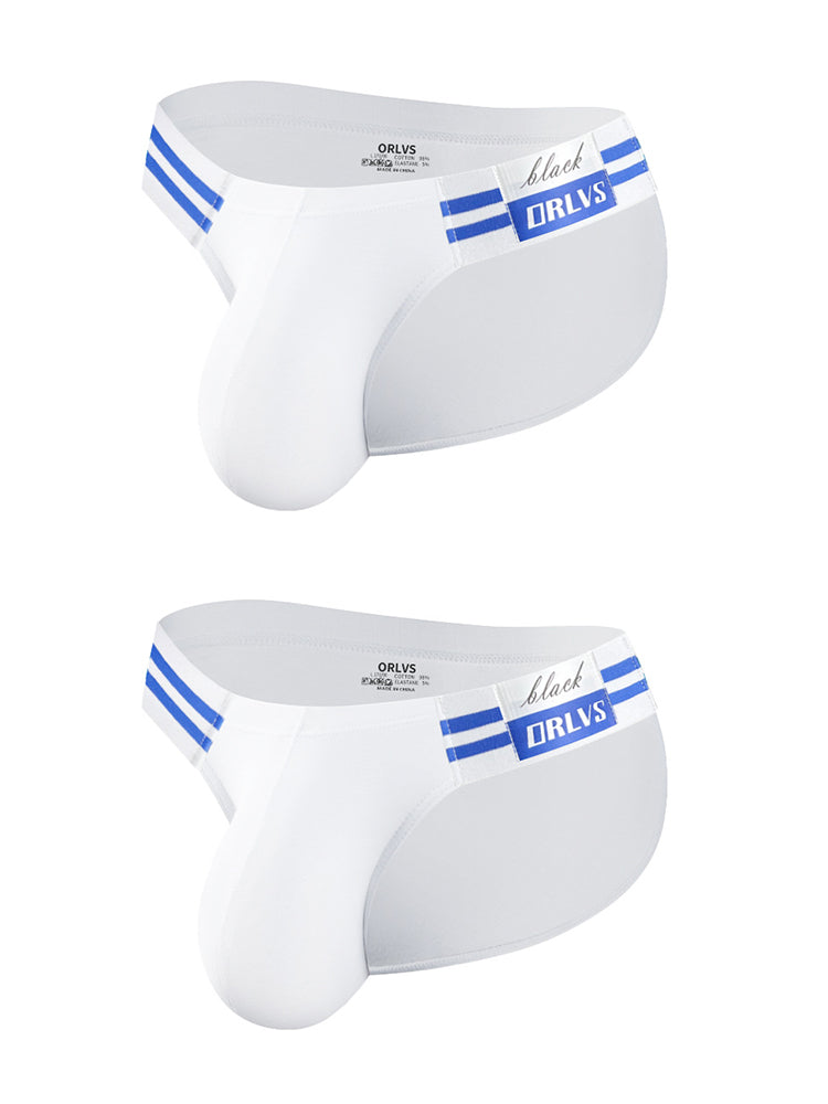 2-pack Men's High-cut Cotton Navy Striped Stretch Briefs