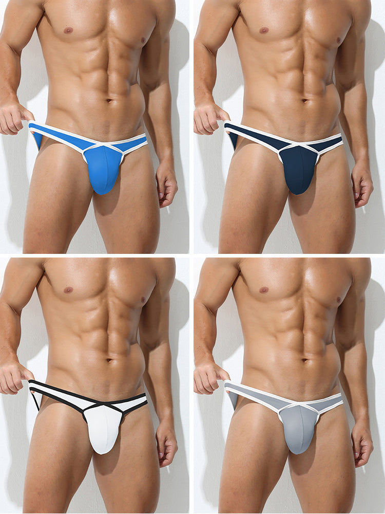 4 Pack Men's Low-Rise Sexy Narrow-Band Cooling U-Convex Breathable Comfortable Thong