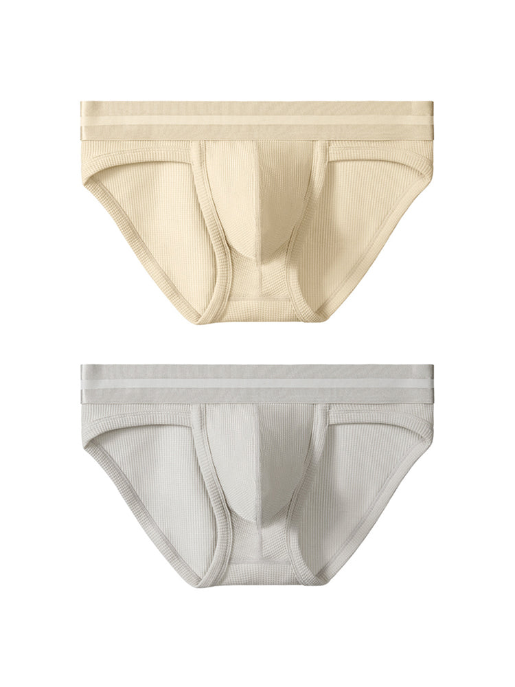 2 Pack Men's Waffle-Knit Cotton Separable Scrotum Support Briefs