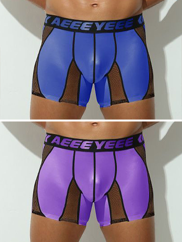 2 Pack Men's Workout Anti-Chafing Quick-Dry & Breathable Mesh Stretch Boxer Briefs