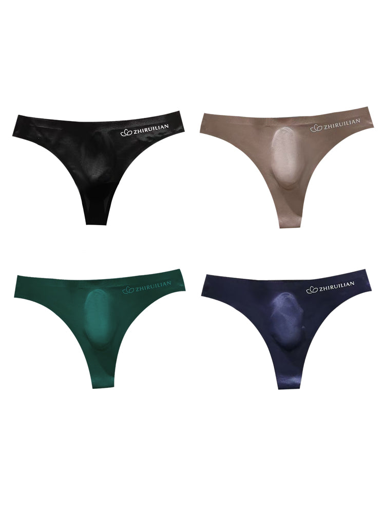 4-pack Men's Sexy Solid Color Letter Seamless Thong