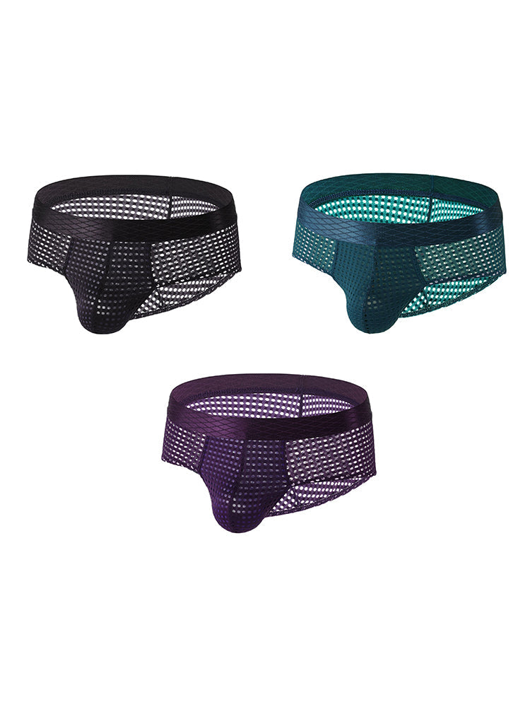 3 Pack Men's Quick-Dry Mesh Low-Rise Briefs
