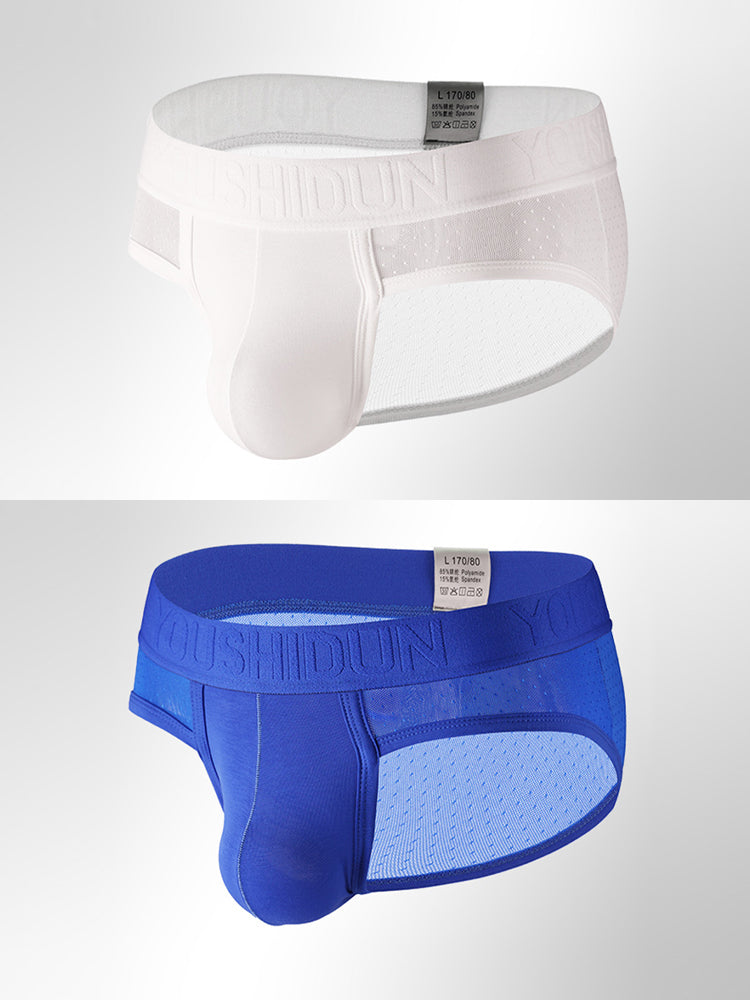 2 Pack Men's Low Rise Mesh Large Pouch U-convex Breathable Comfortable Briefs