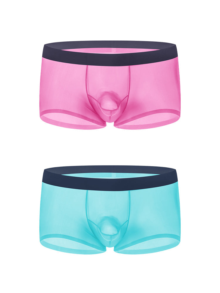 2 Pack Men's Ice Silk Separated Pouch Breathable Stretch Fit Trunks