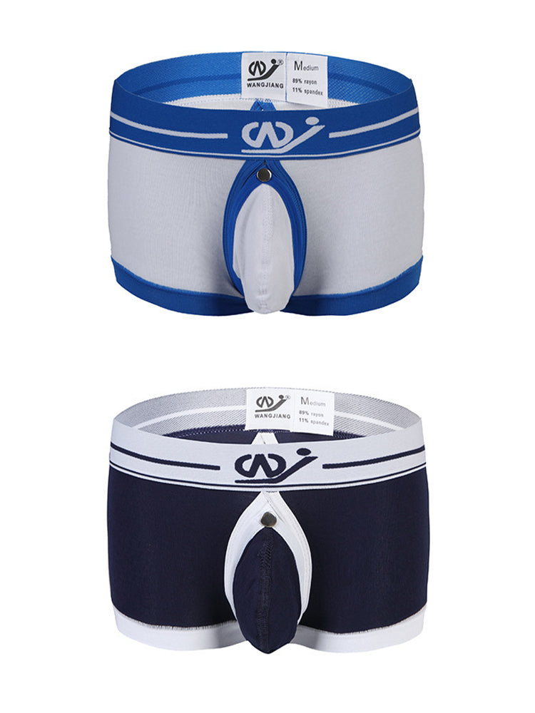 2 Pack Men's Large Pouch Back Opening Sexy Trunks