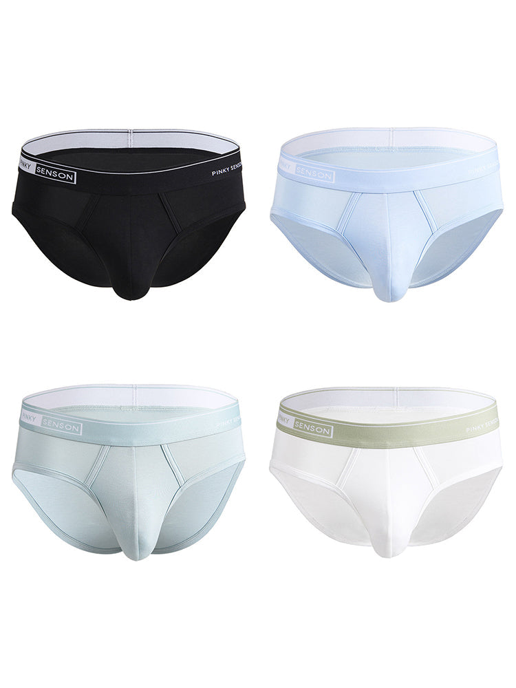 4 Pack Men's Modal Skin-Friendly Solid Color Mid-Rise Briefs