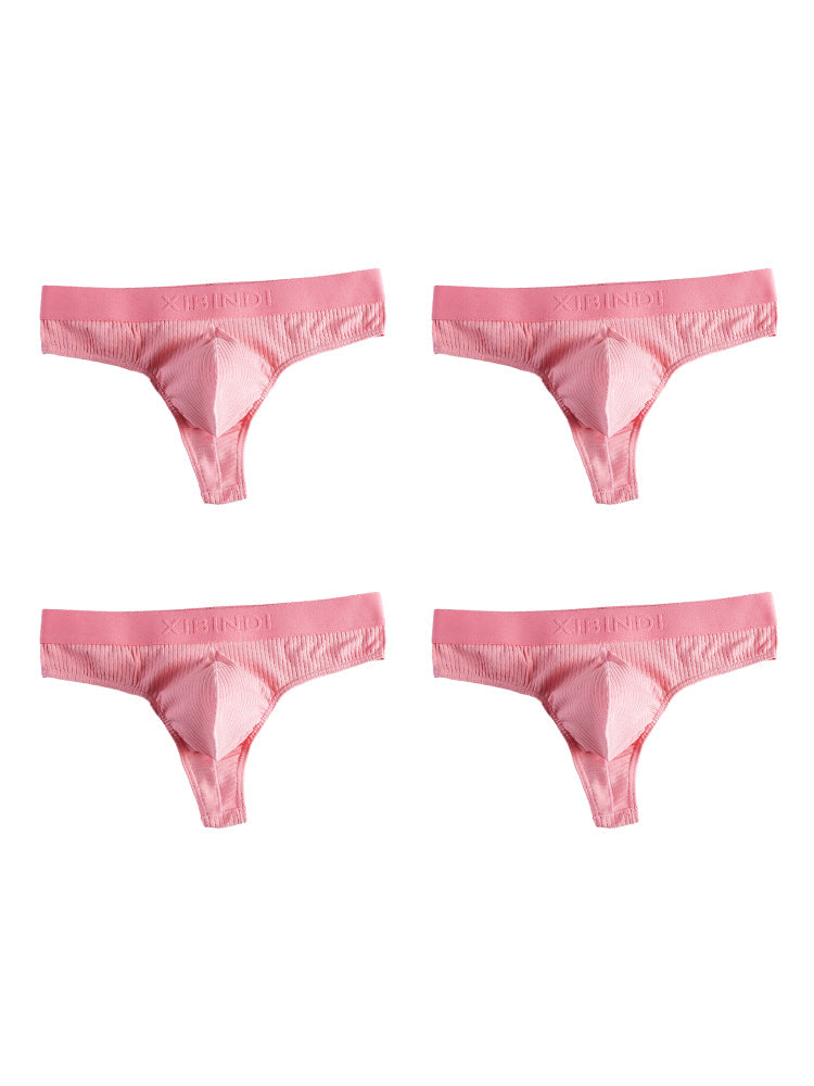 4-Pack Men's Ultra-Soft Cotton Mid-Rise Stay-Put Fit Seamless Thong