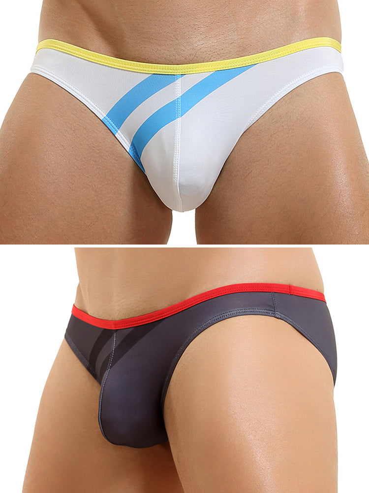 2 Pack Men's Low-rise Vibrant Stripe Bikini