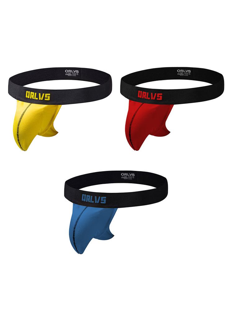 3 Pack Low-Cut Cotton Men's Thong with Enhanced Pouch