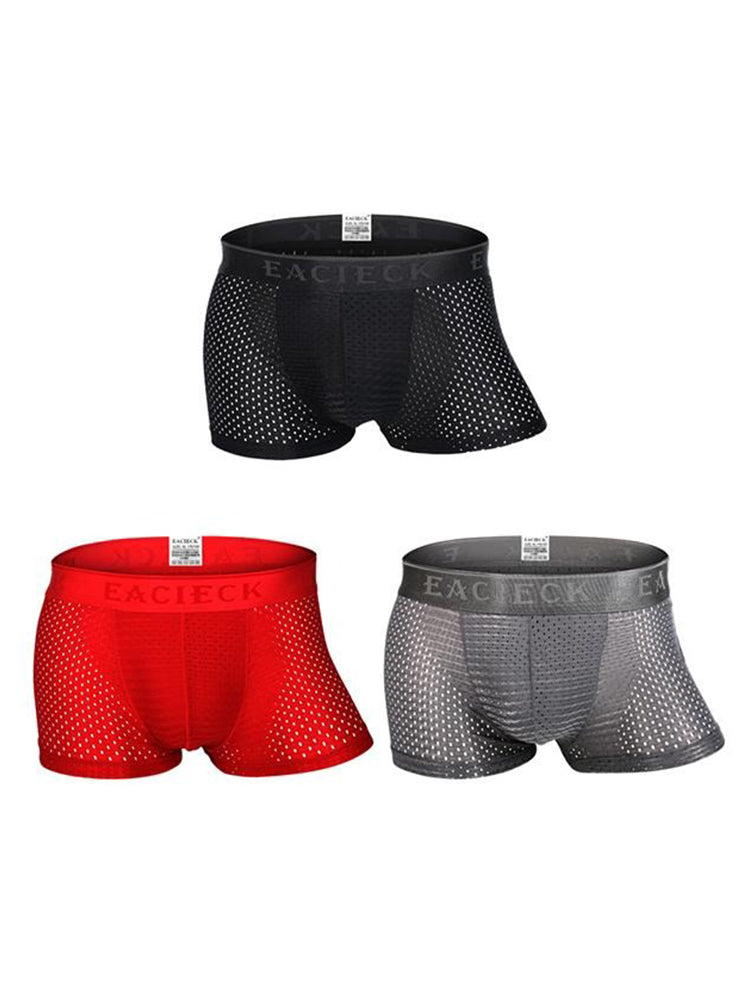 3Pcs Men's Mesh Thin Ice Silk Underwear