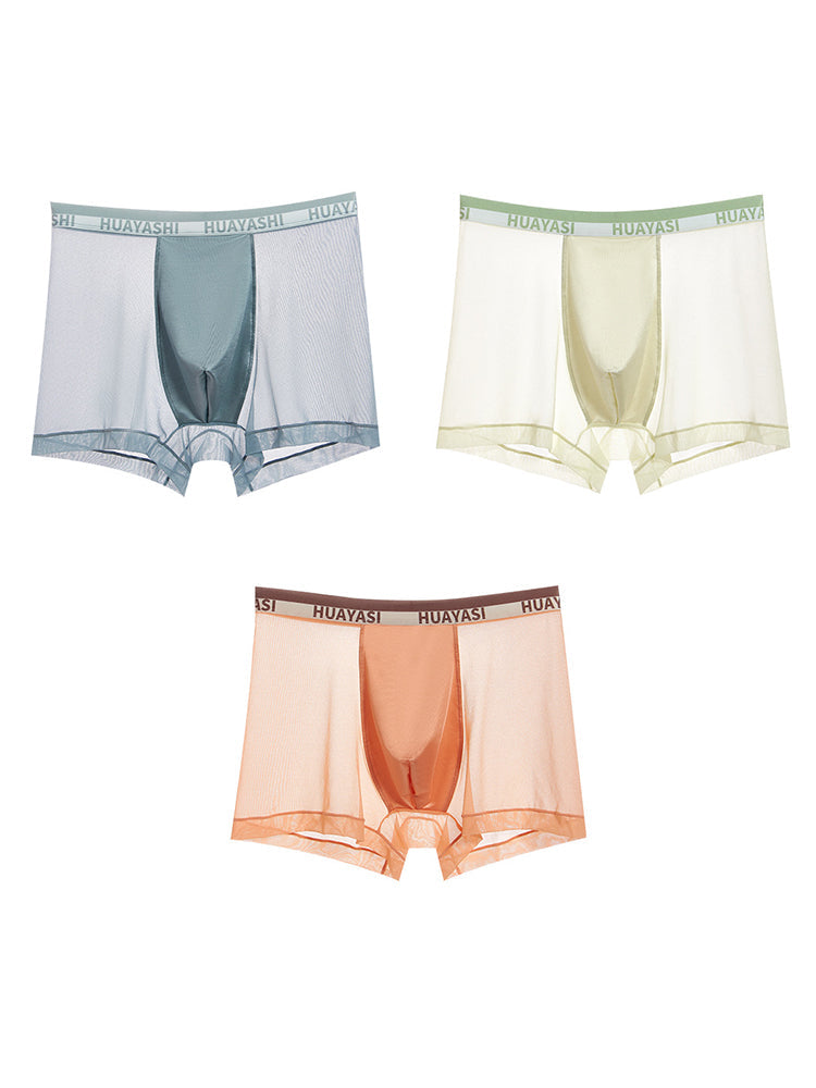 3 Pack Men's Ice Silk Seamless Breathable Quick-Drying Trunks