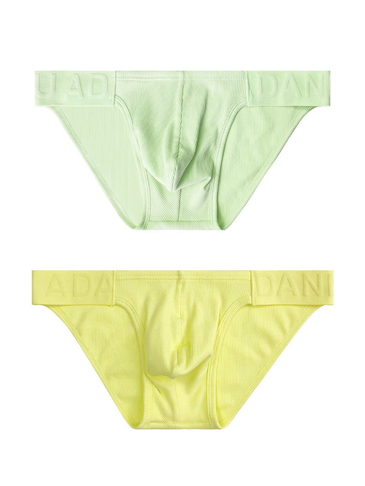 2 Pack Men's Low-Rise High-Cut Ribbed Cotton Bikini