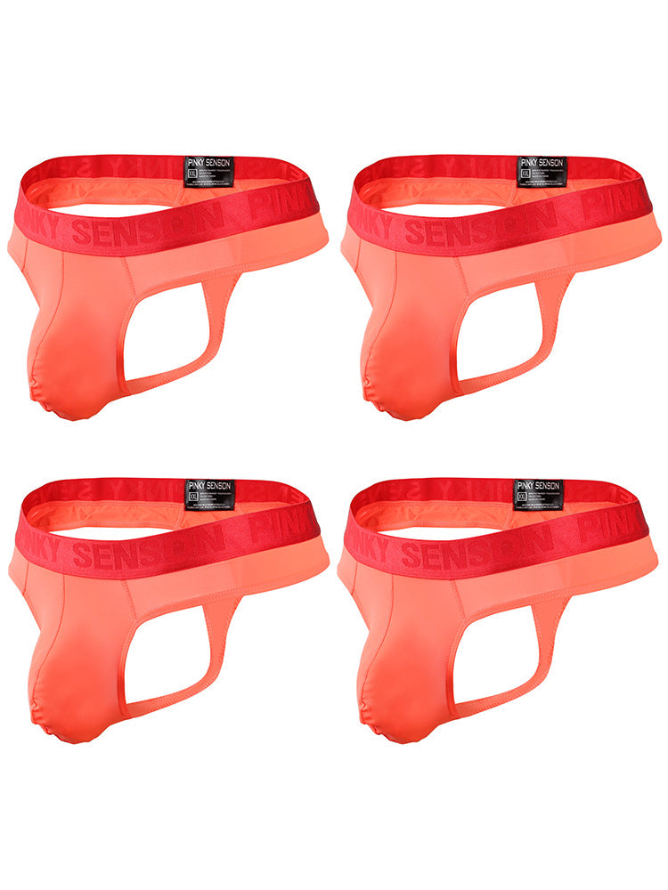 4 Pack Men's Sexy Nylon Low-Rise Comfortable Thong & Strings