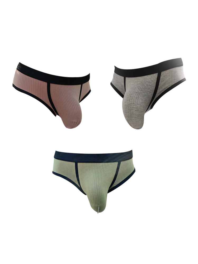 3 Pack Men's Seamless Comfort Large Supportive Pouch Sexy Low-Rise Briefs