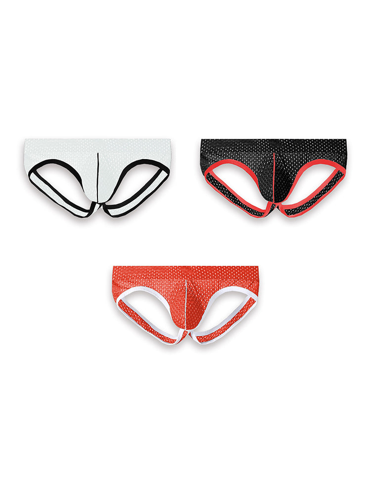 3 Pack Men's Breathable Mesh Ice Silk Sexy Stretch Fit Jockstrap