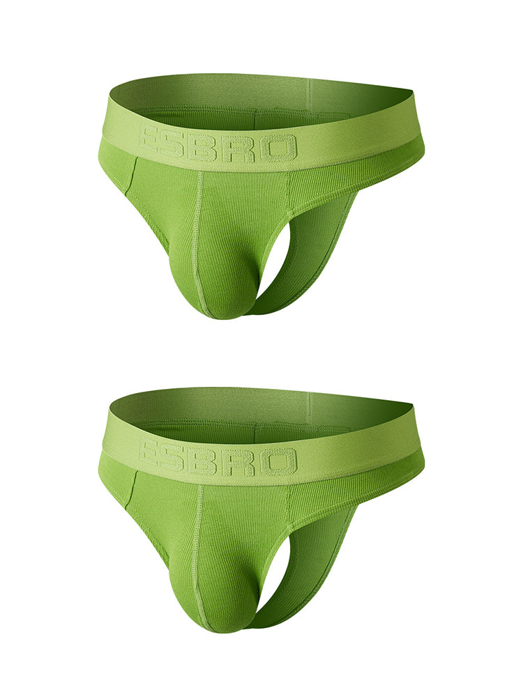 2 Pack Men's Ribbed Butt-Lifting U-Pouch Sexy Thong