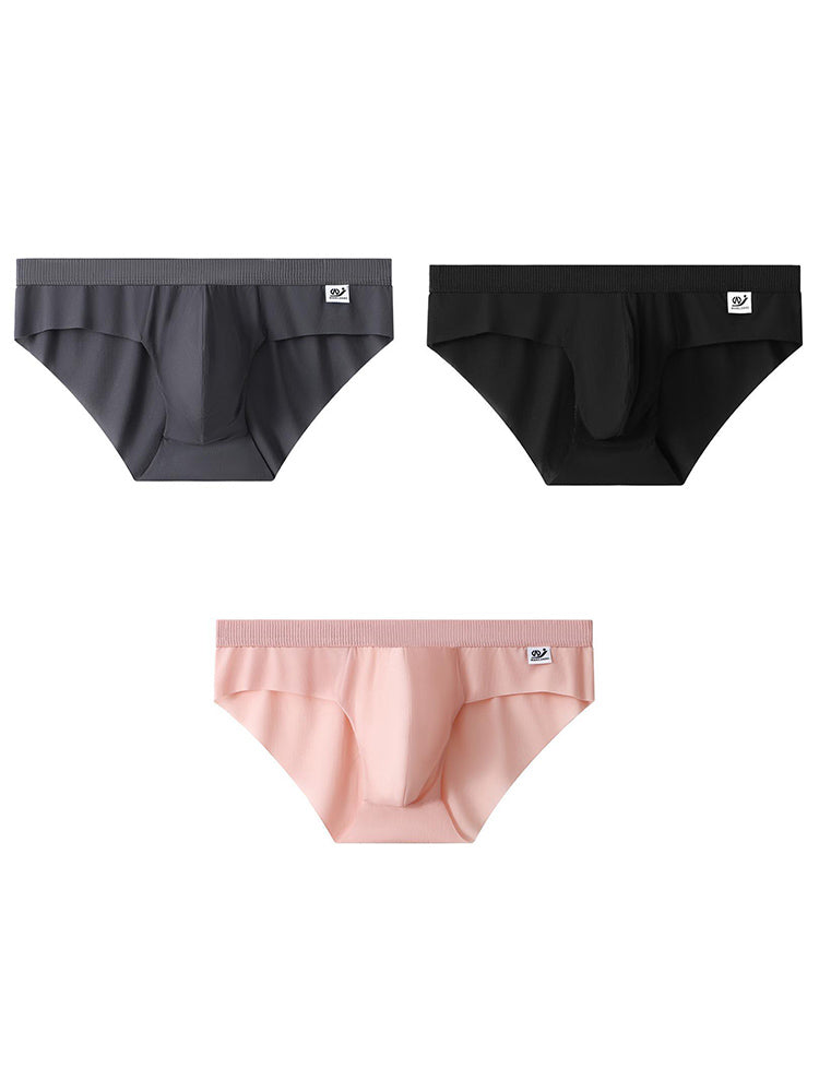 3 Pack Men's Ultra-Thin Breathable Ribbed Ice Silk Briefs