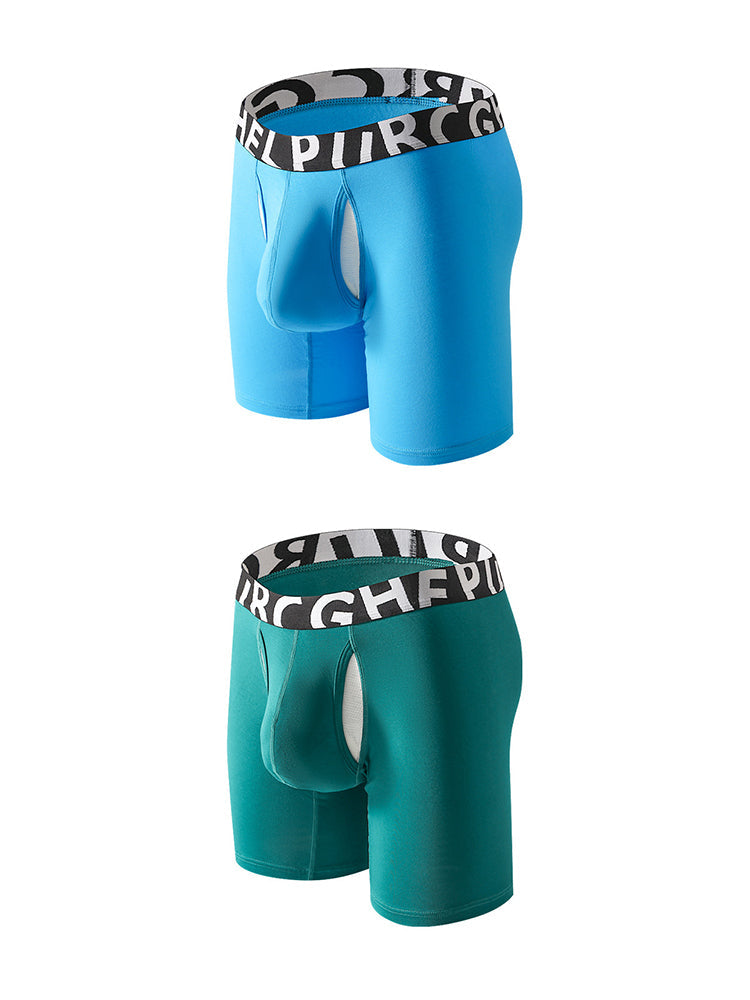 2 Pack Men's Long-Leg Anti-Chafing Performance Boxer Briefs