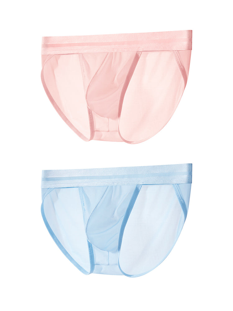 2 Pack Men's Ultra-Soft Ice Silk Quick-Dry Smooth Cooling Briefs