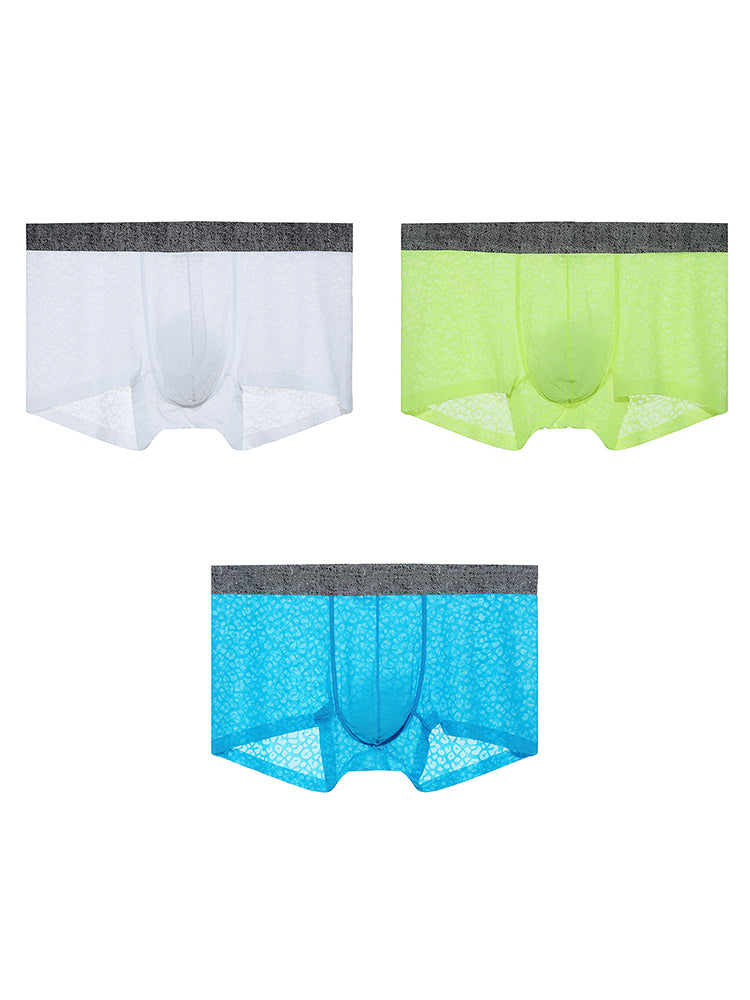 3 Pack Men's Lace Breathable Sweat-Wicking Trunks