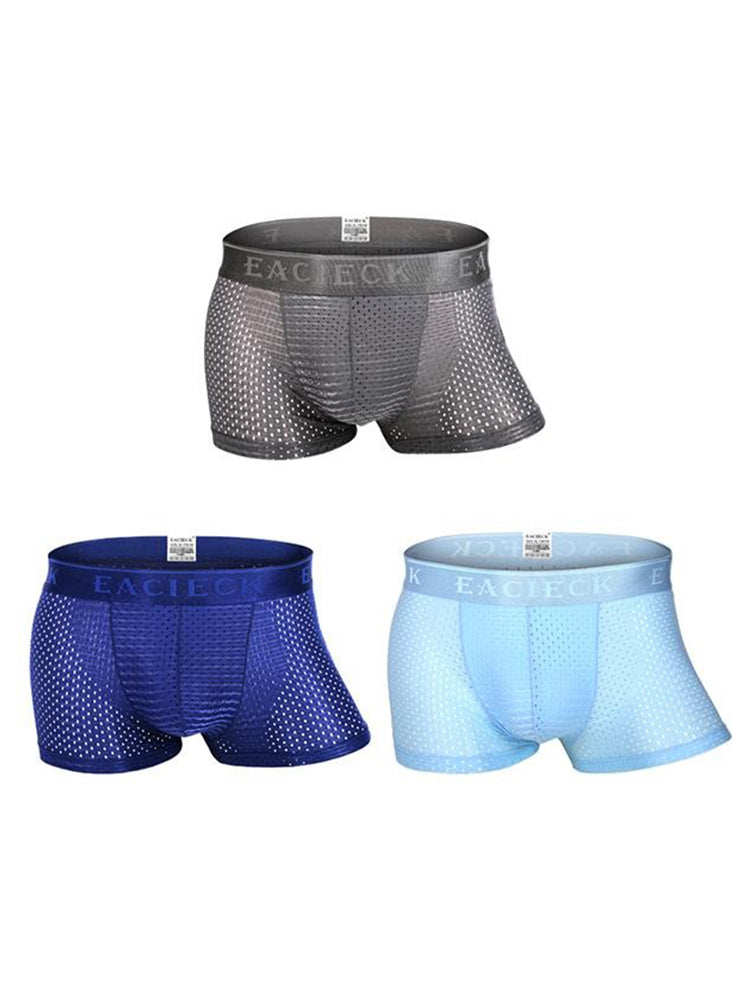 3Pcs Men's Mesh Thin Ice Silk Underwear