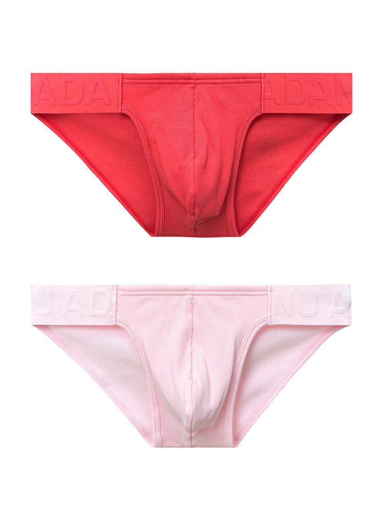 2 Pack Men's Low-Rise High-Cut Ribbed Cotton Bikini