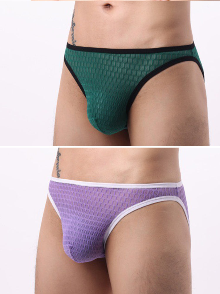 2 Pack Men's Solid-Color Checkered Briefs