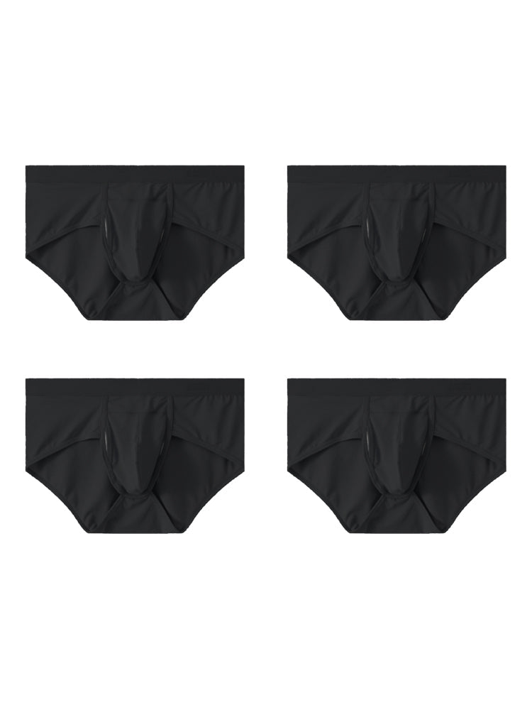 4 Pack Men's Large Pouch Separation Ice Silk Briefs