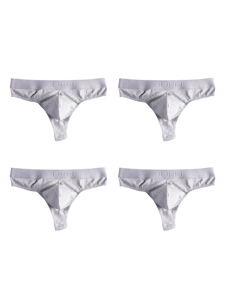 4-Pack Men's Ultra-Soft Cotton Mid-Rise Stay-Put Fit Seamless Thong